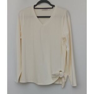 Belle by Kim Gravel Women's Size M Velvet Corduroy Grommet Side Tie Ivory NEW